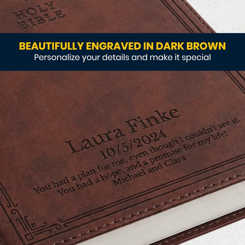 Custom NRSV Medium Print Gift Edition Bible in Faux Leather Brown | Christian Gift for Baptism