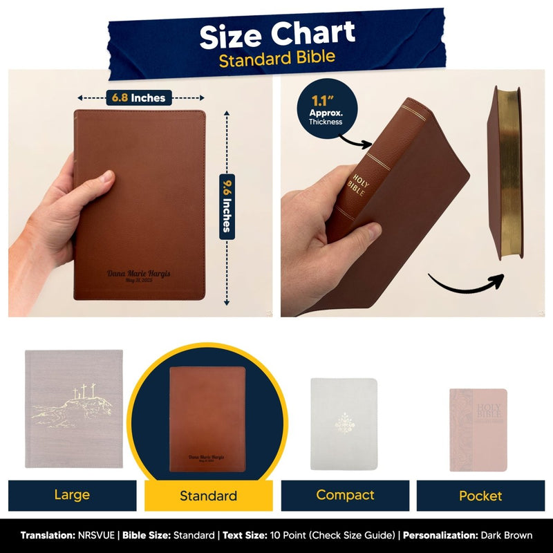 Custom NRSVUE Large Print Bible with Apocrypha in Faux Leather Brown | Christian Gift for Everyday Faith