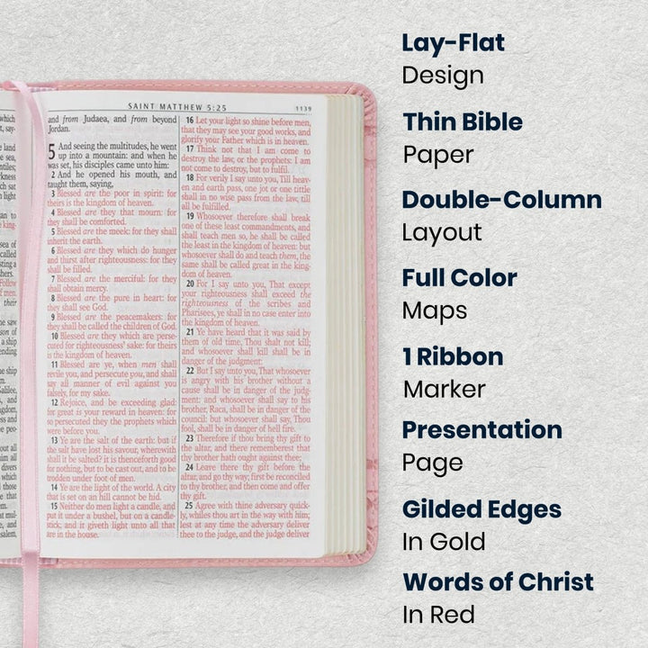 Custom Personalized Church Bible Pink KJV Large Print | Crown of Thorns - Shepherds Shelf