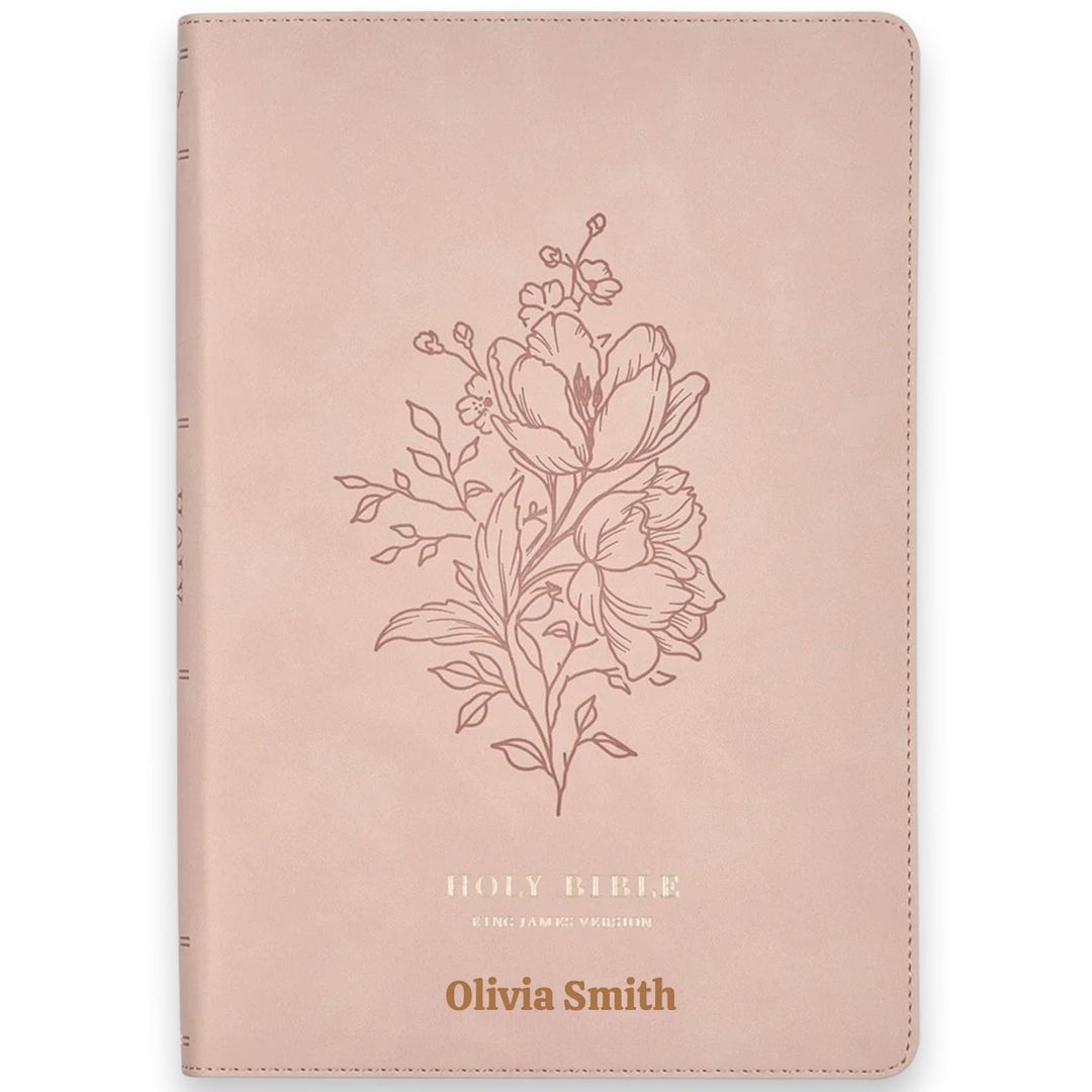 Custom Personalized Church Bible Pink KJV Large Print | Floral - Shepherds Shelf