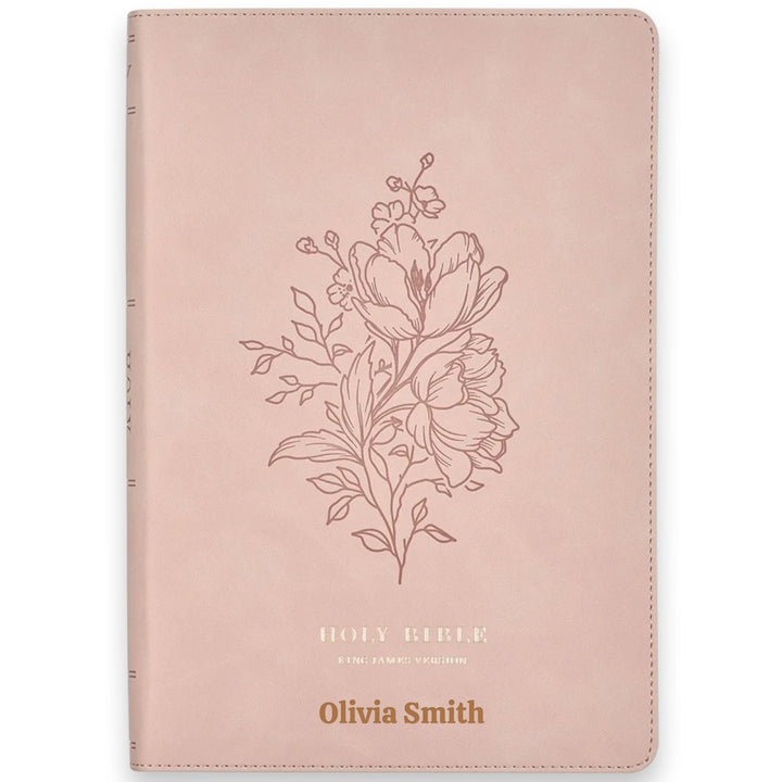Custom Personalized Church Bible Pink KJV Large Print | Floral - Shepherds Shelf