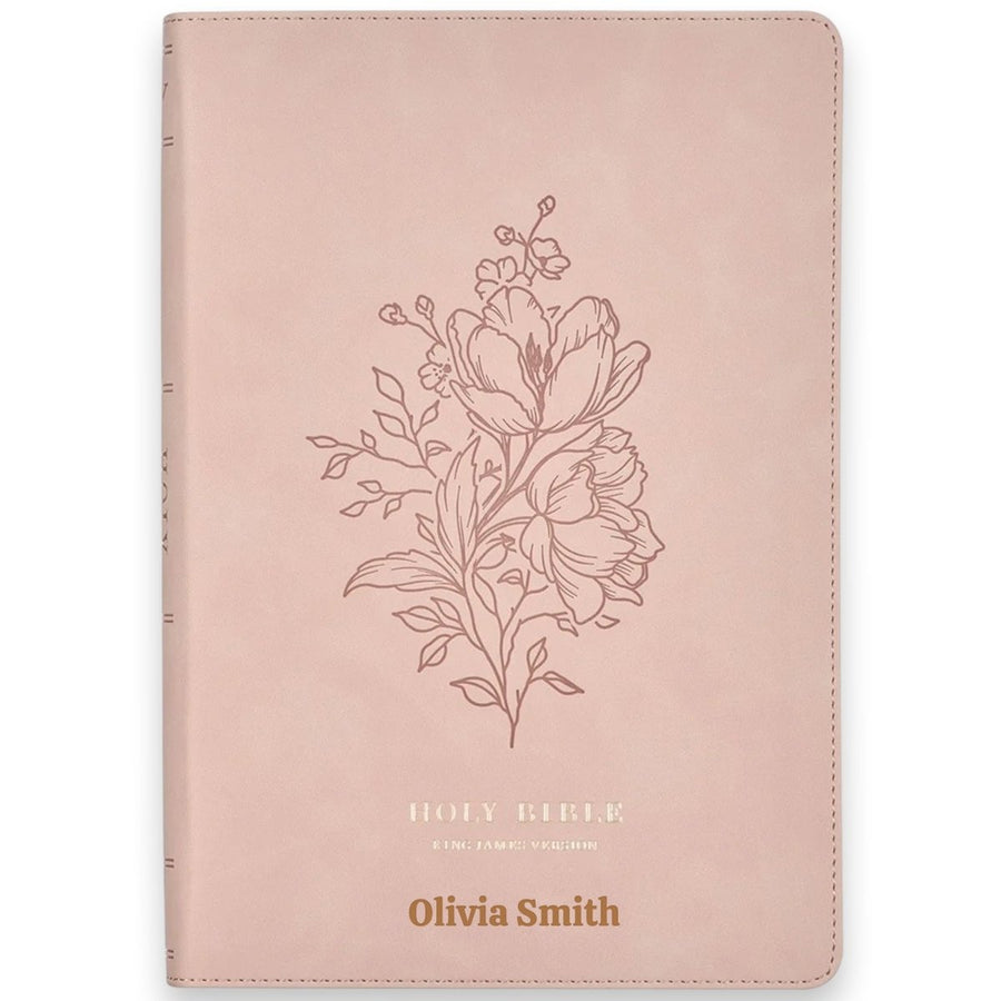 Custom Personalized Church Bible Pink KJV Large Print | Floral - Shepherds Shelf