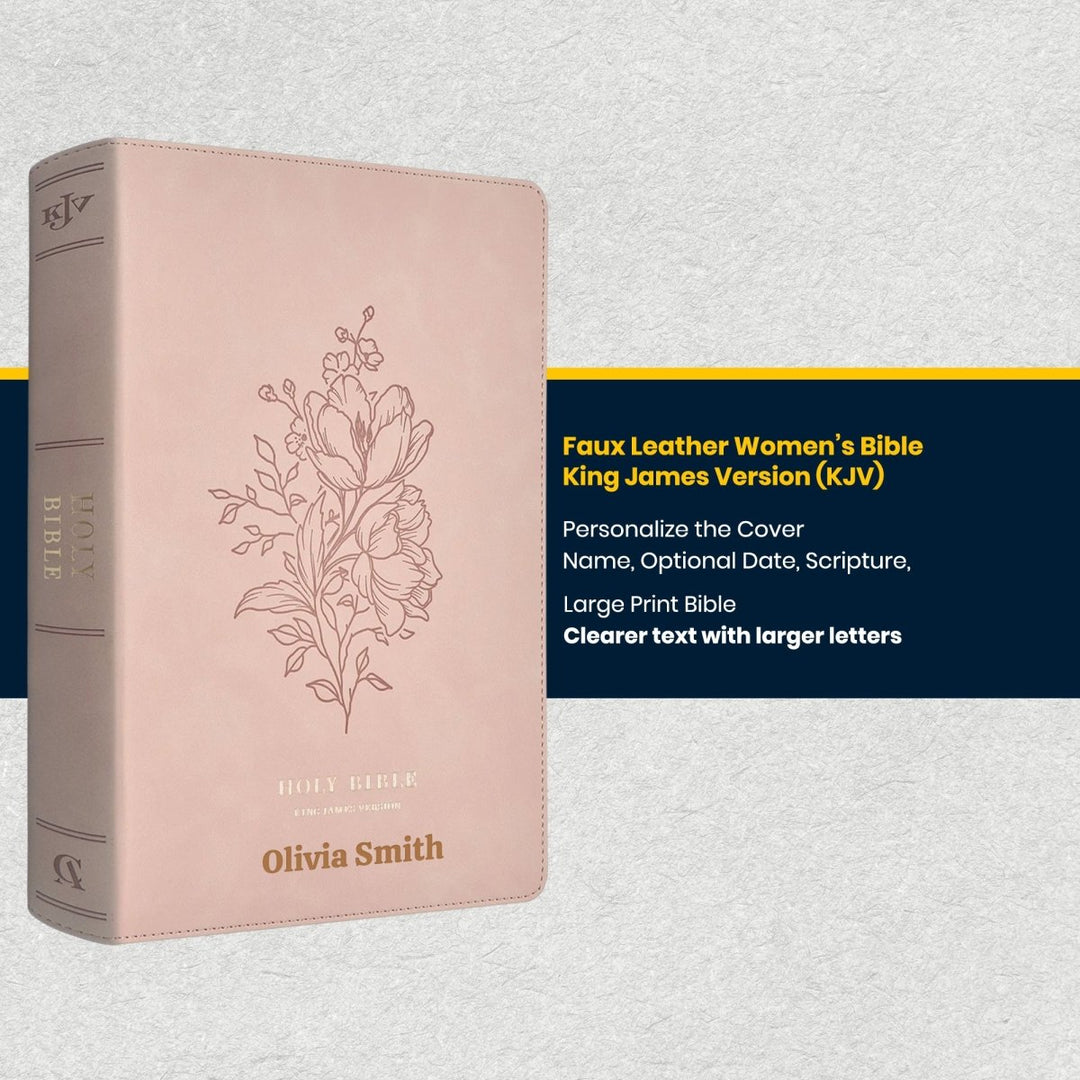 Custom Personalized Church Bible Pink KJV Large Print | Floral - Shepherds Shelf