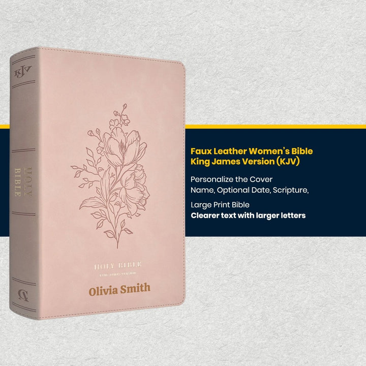 Custom Personalized Church Bible Pink KJV Large Print | Floral - Shepherds Shelf