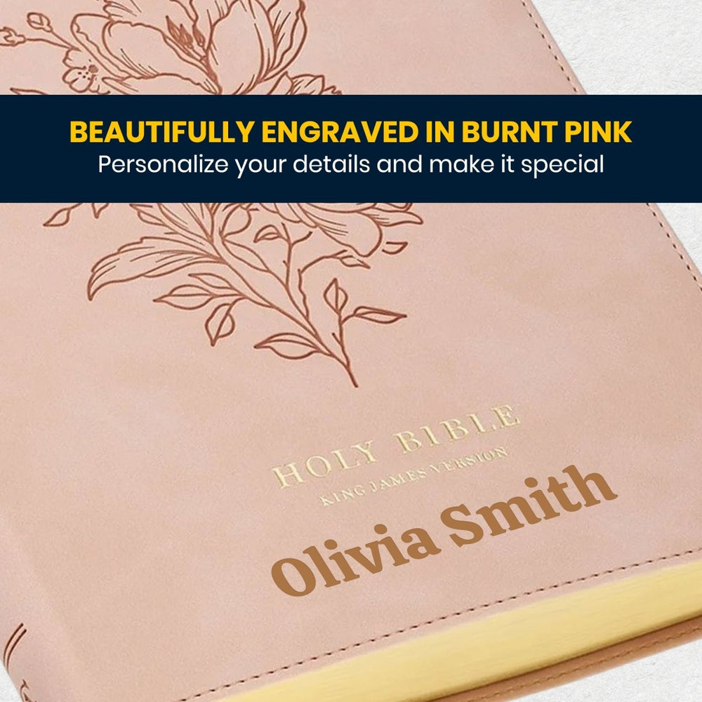 Custom Personalized Church Bible Pink KJV Large Print | Floral - Shepherds Shelf