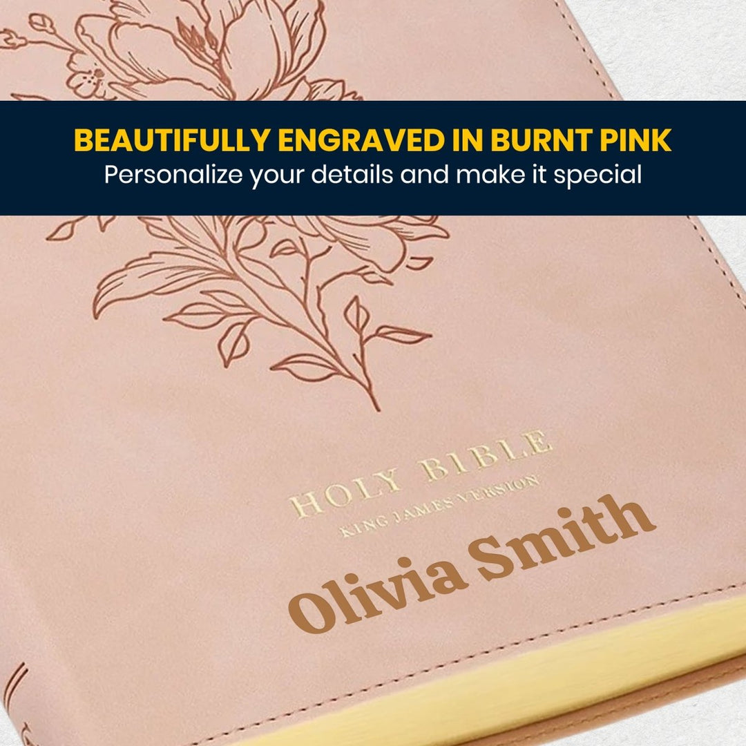 Custom Personalized Church Bible Pink KJV Large Print | Floral - Shepherds Shelf