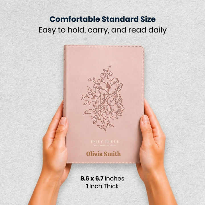 Custom Personalized Church Bible Pink KJV Large Print | Floral - Shepherds Shelf