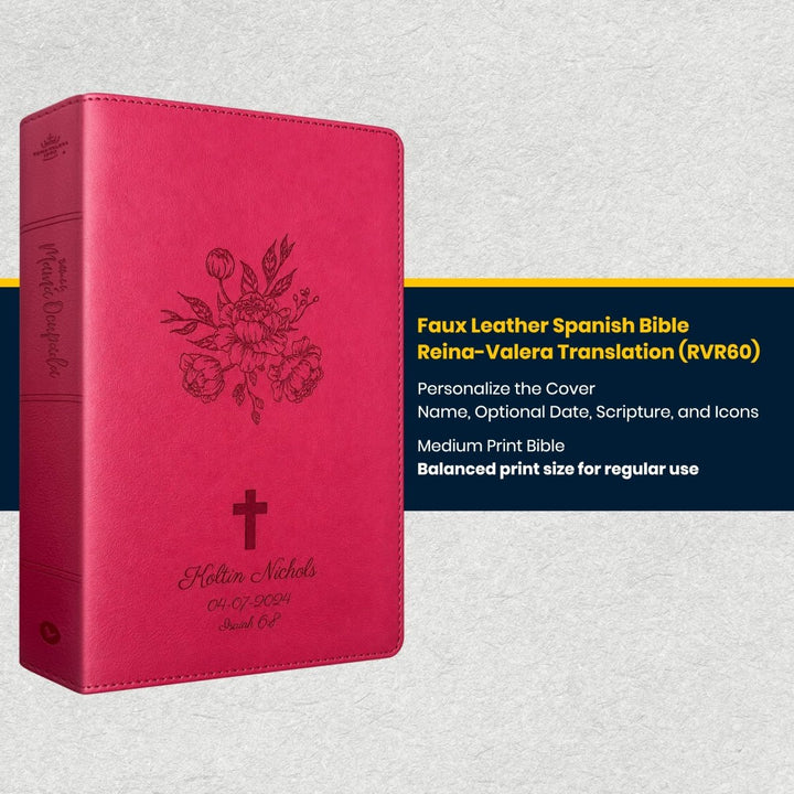 Custom Personalized Church Bible RVR60 Busy Mom's Bible Medium Print | Pink - Shepherds Shelf