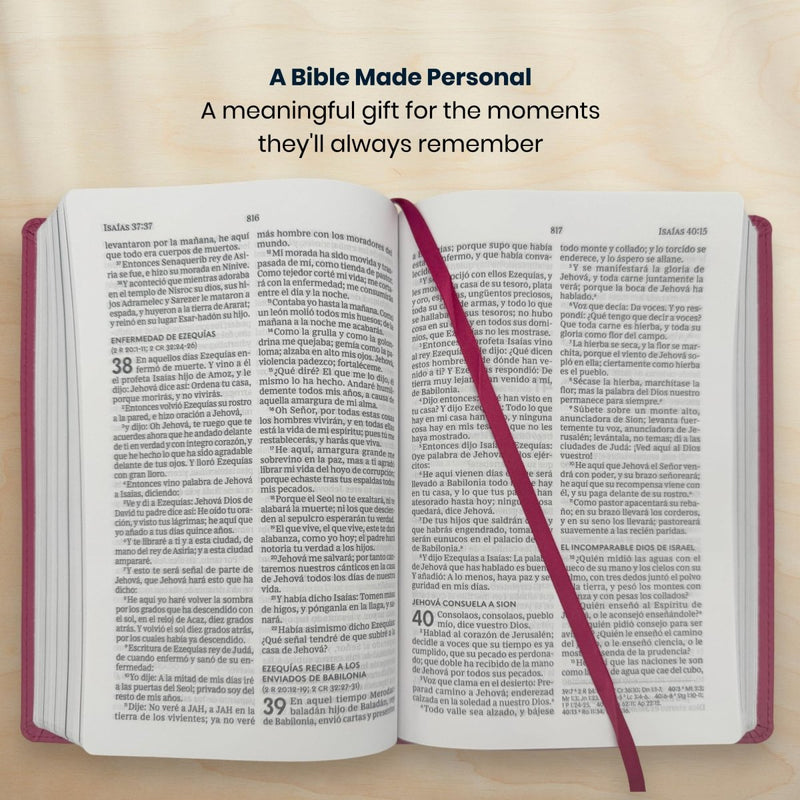 Custom RVR60 Medium Print Busy Mom's Bible in Faux Leather Pink with 52 One-minute Devotional Readings | Christian Gift for Moms