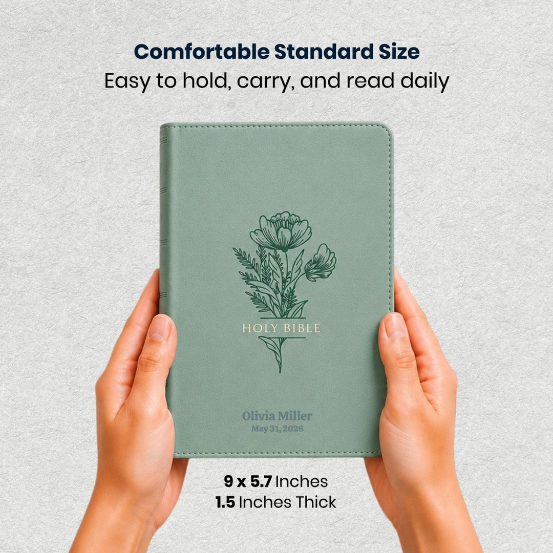 Custom Personalized Church Bible Teal KJV Giant Print | Floral - Shepherds Shelf