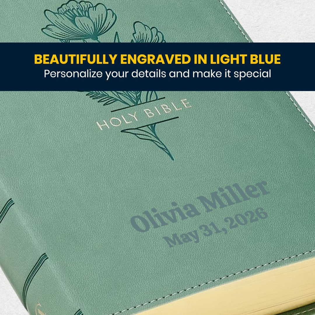 Custom Personalized Church Bible Teal KJV Giant Print | Floral - Shepherds Shelf
