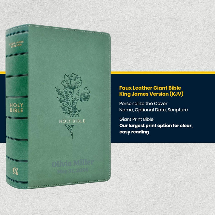 Custom Personalized Church Bible Teal KJV Giant Print | Floral - Shepherds Shelf