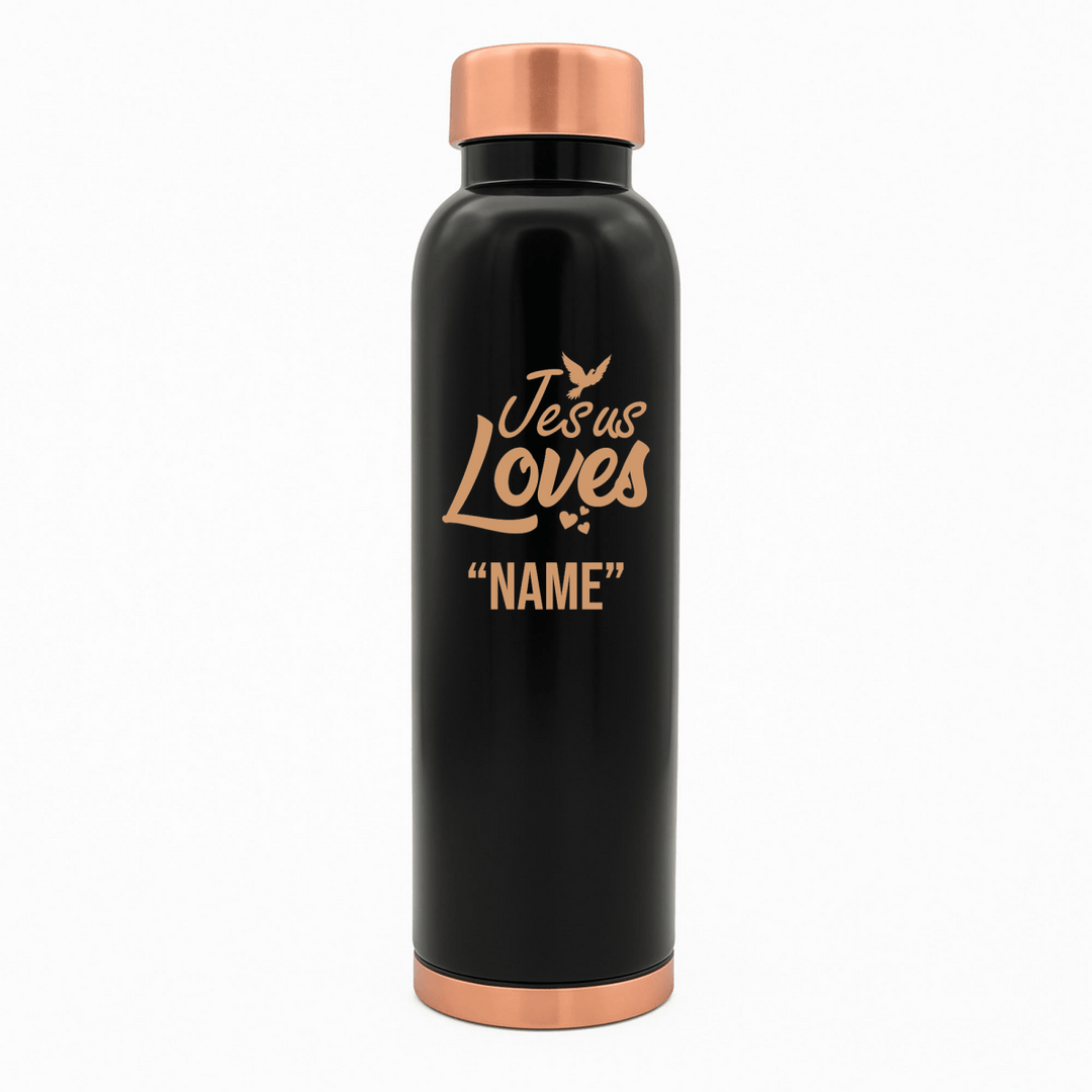 Custom Personalized Copper Water Bottle with Jesus Loves Your Name Dove Design | Pure Copper | 33 Oz - Shepherds Shelf