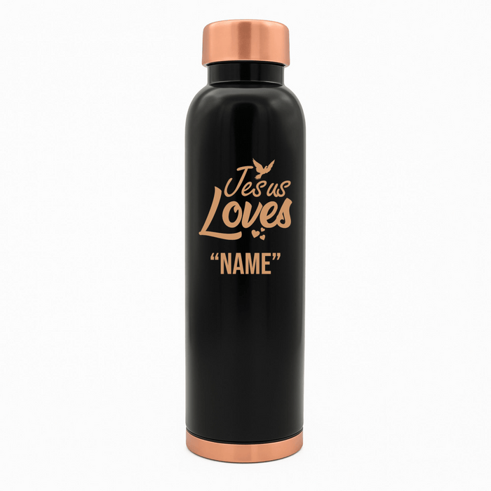 Custom Personalized Copper Water Bottle with Jesus Loves Your Name Dove Design | Pure Copper | 33 Oz