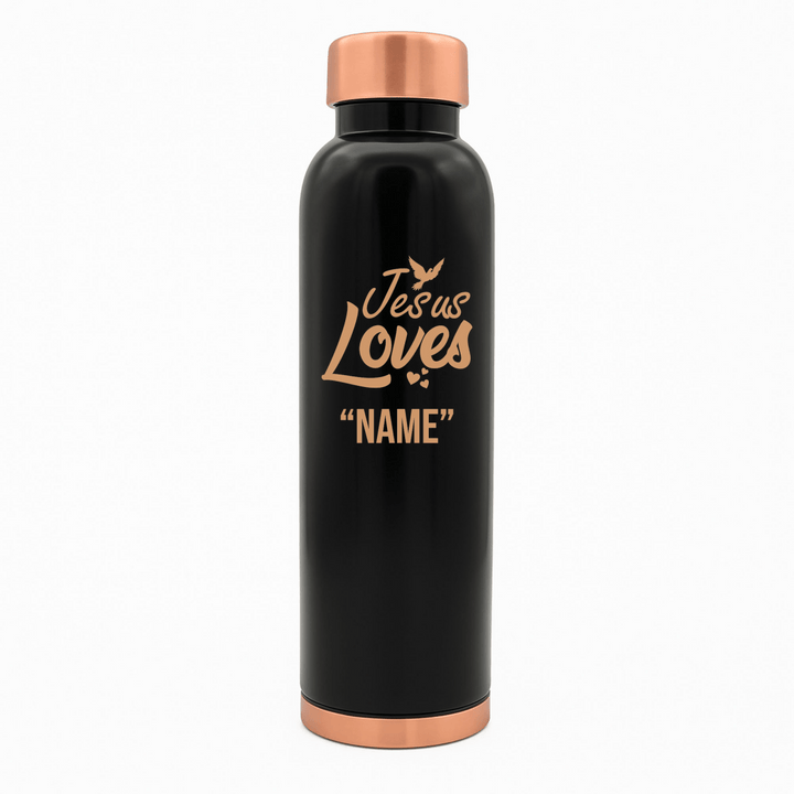 Custom Personalized Copper Water Bottle with Jesus Loves Your Name Dove Design | Pure Copper | 33 Oz - Shepherds Shelf