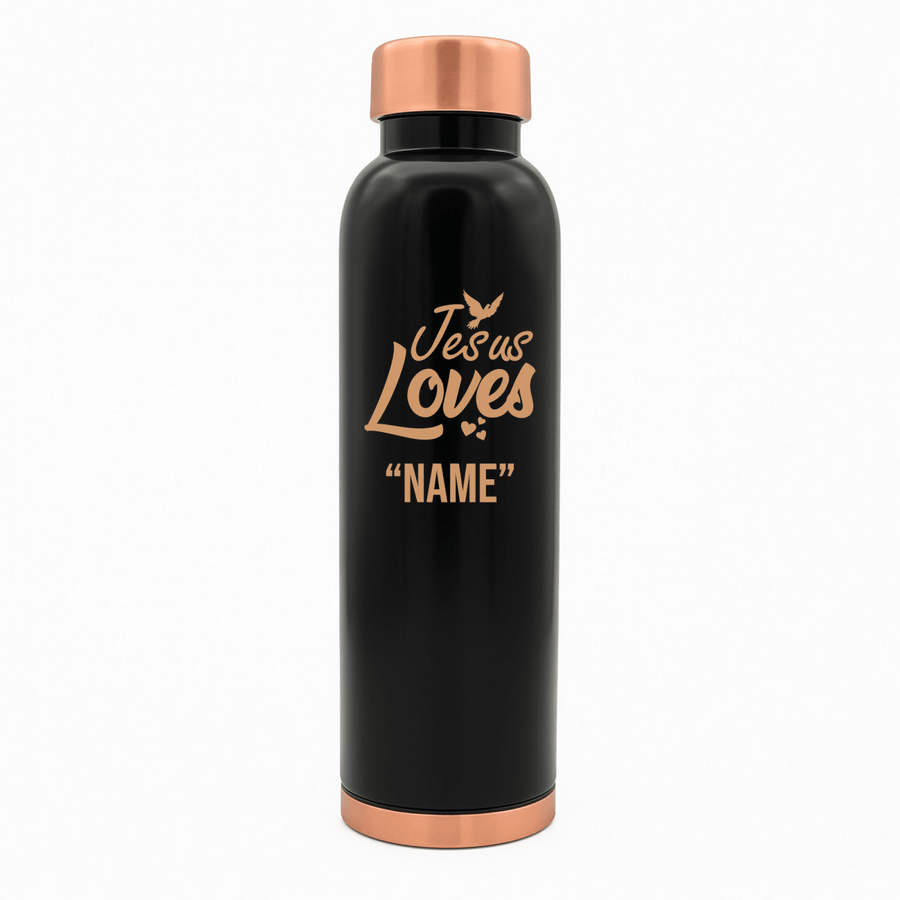 Custom Personalized Copper Water Bottle with Jesus Loves Your Name Dove Design | Pure Copper | 33 Oz - Shepherds Shelf