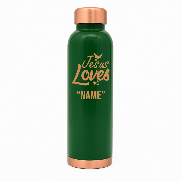 Custom Personalized Copper Water Bottle with Jesus Loves Your Name Dove Design | Pure Copper | 33 Oz - Shepherds Shelf