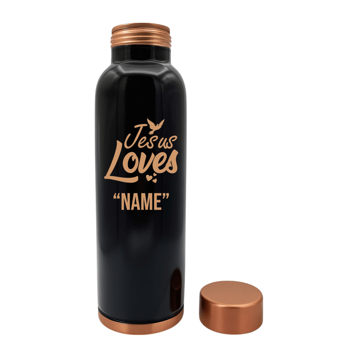 Custom Personalized Copper Water Bottle with Jesus Loves Your Name Dove Design | Pure Copper | 33 Oz - Shepherds Shelf