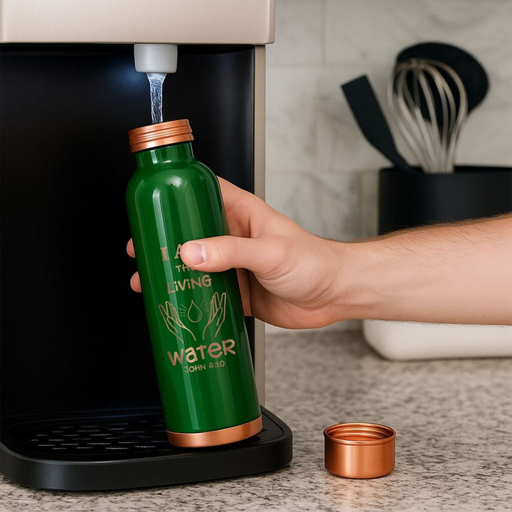 Custom Personalized Copper Water Bottle with Jesus Loves Your Name Foliage Design | Pure Copper | 33 Oz - Shepherds Shelf
