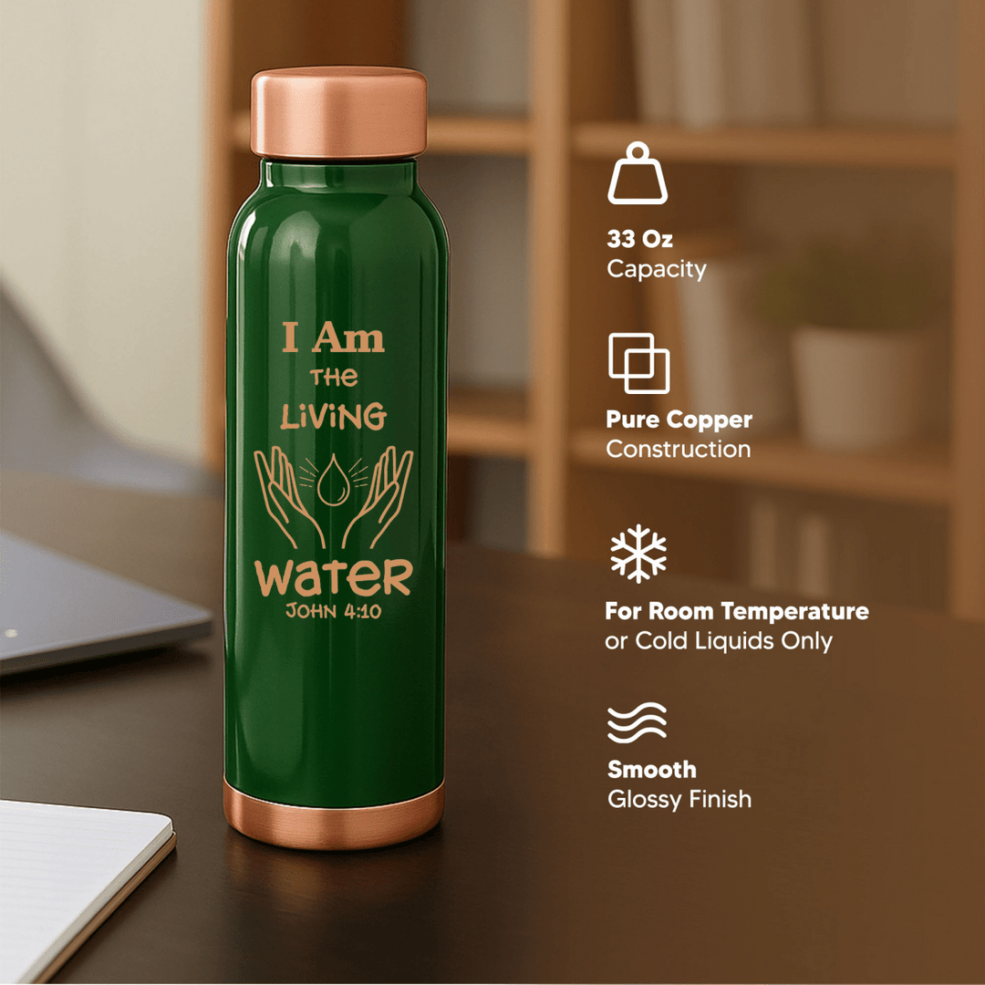 Custom Personalized Copper Water Bottle with John 4:10 and Name | Pure Copper | 33 Oz - Shepherds Shelf