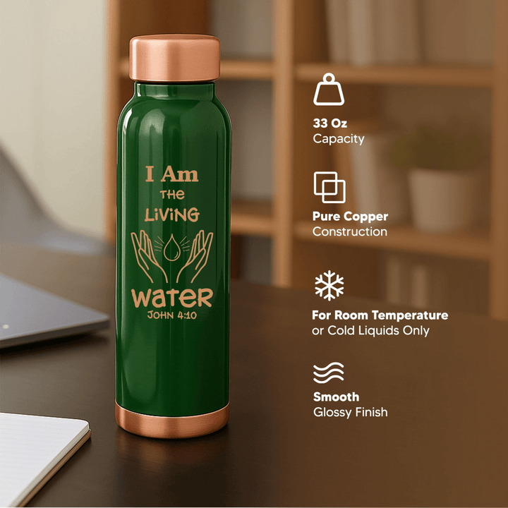 Custom Personalized Copper Water Bottle with John 4:10 and Name | Pure Copper | 33 Oz - Shepherds Shelf