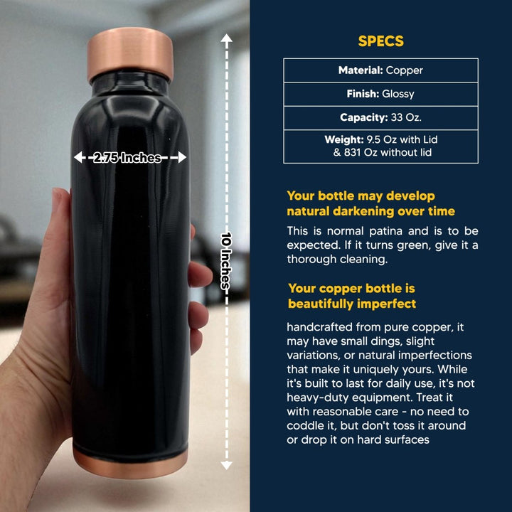 Custom Personalized Copper Water Bottle with John 4:10 and Name | Pure Copper | 33 Oz | Black - Shepherds Shelf