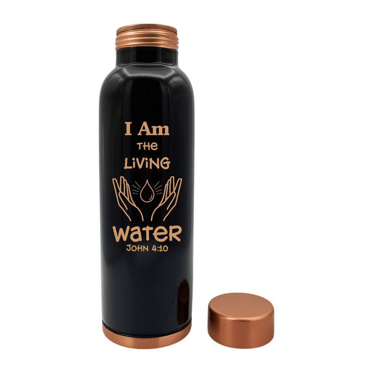 Custom Personalized Copper Water Bottle with John 4:10 and Name | Pure Copper | 33 Oz | Black - Shepherds Shelf