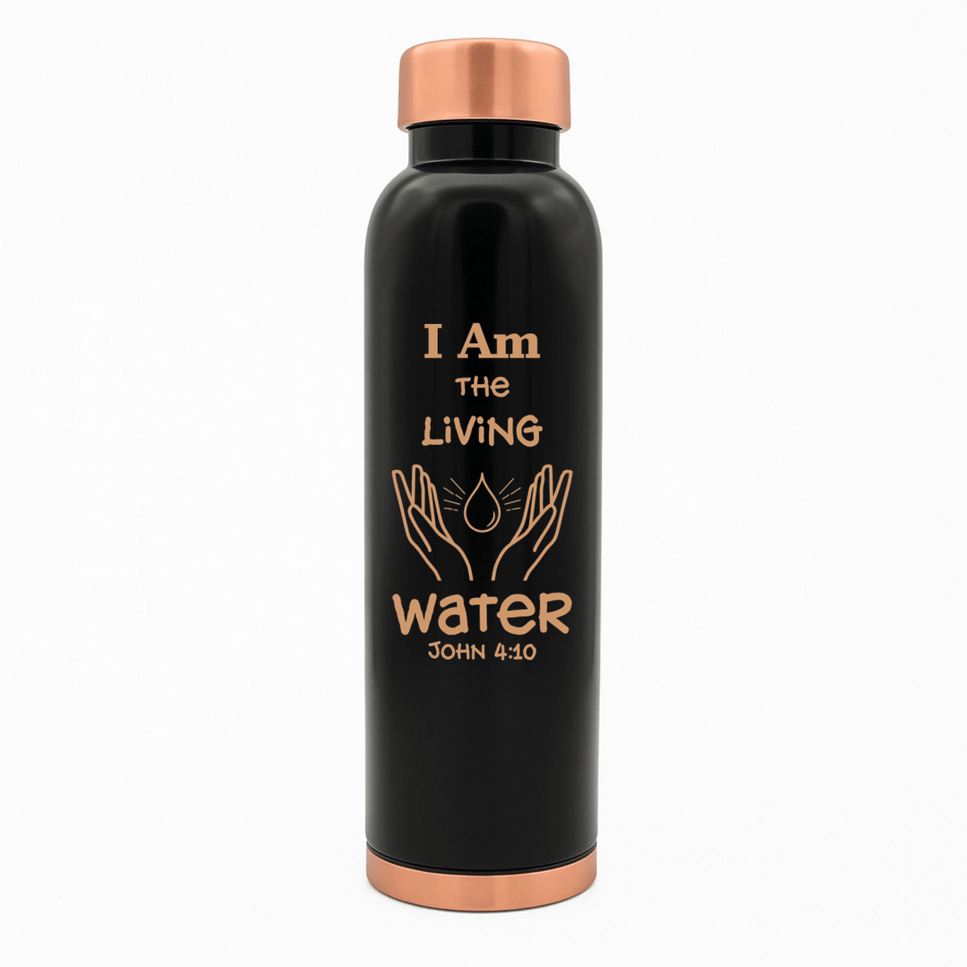 Custom Personalized Copper Water Bottle with John 4:10 and Name | Pure Copper | 33 Oz | Black - Shepherds Shelf