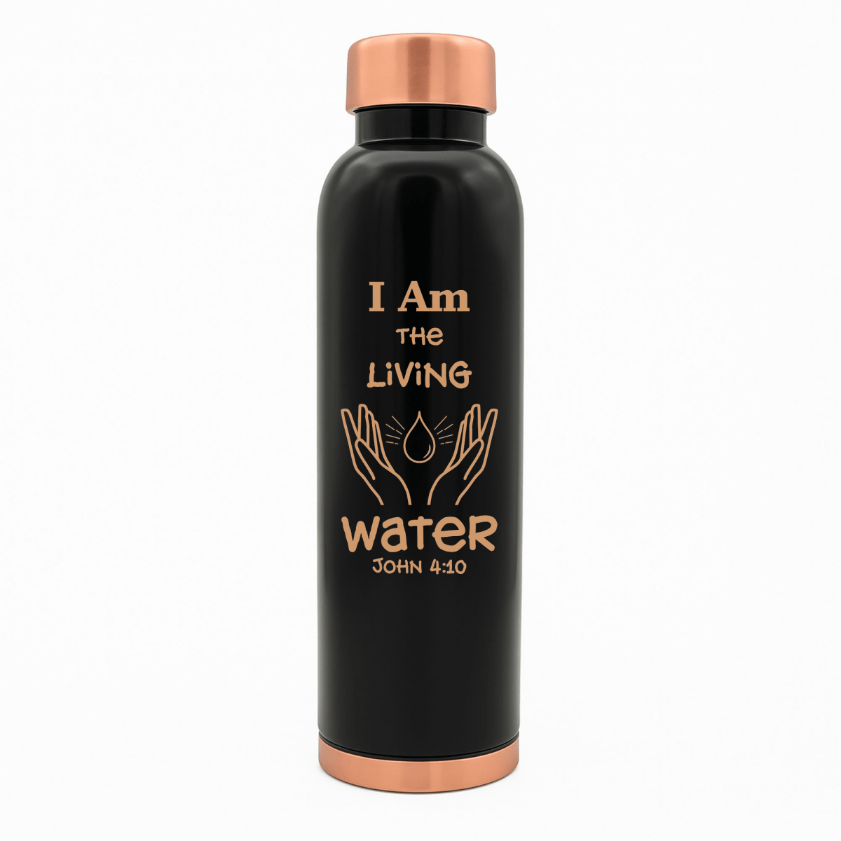 Custom Personalized Copper Water Bottle with John 4:10 and Name | Pure Copper | 33 Oz | Black - Shepherds Shelf