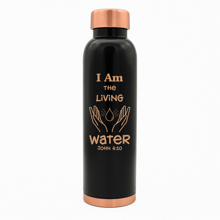 Custom Personalized Copper Water Bottle with John 4:10 and Name | Pure Copper | 33 Oz | Black - Shepherds Shelf