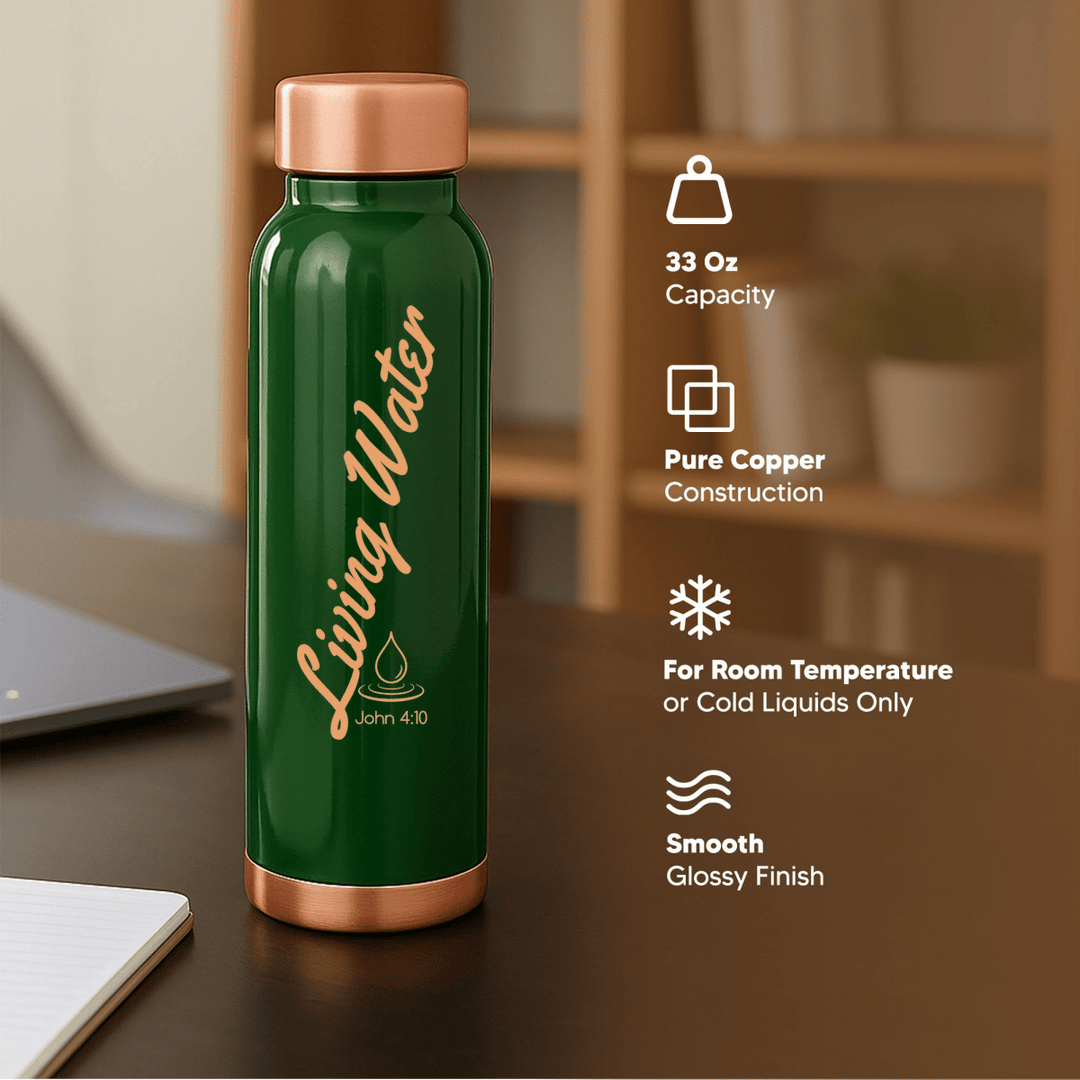 Custom Personalized Copper Water Bottle with John 4:10 Droplet and Name | Pure Copper | 33 Oz - Shepherds Shelf