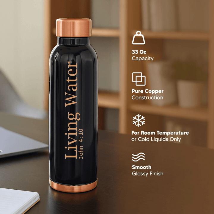 Custom Personalized Copper Water Bottle with John 4:10 Name and Living Water | Pure Copper | 33 Oz - Shepherds Shelf