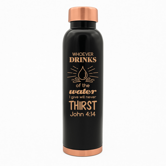 Copper Water Bottle with John 4:14 and Name | Pure Copper | 33 Oz