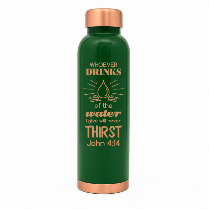 Custom Personalized Copper Water Bottle with John 4:14 and Name | Pure Copper | 33 Oz - Shepherds Shelf