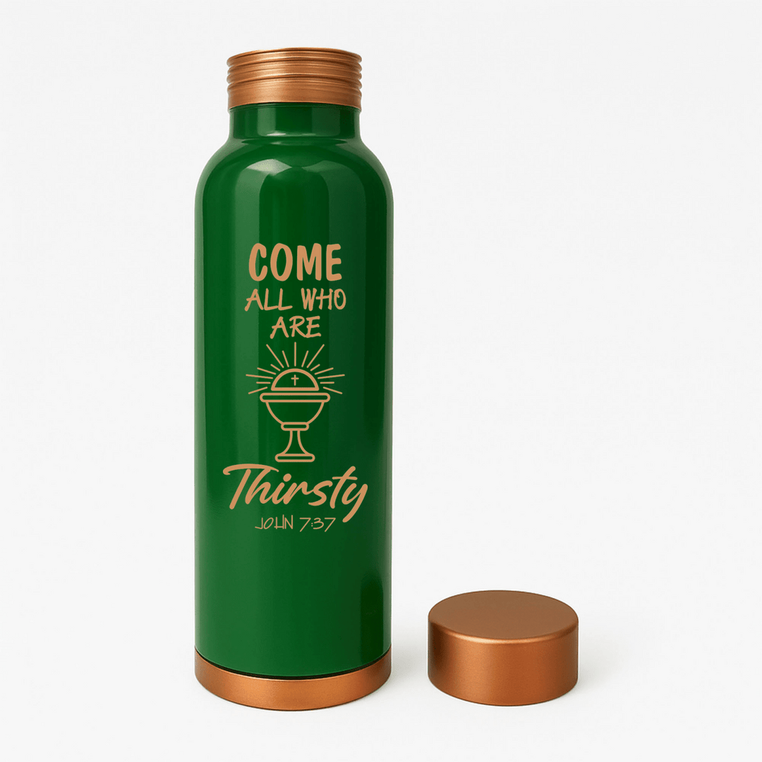 Custom Personalized Copper Water Bottle with John 7:37 and Name | Pure Copper | 33 Oz - Shepherds Shelf