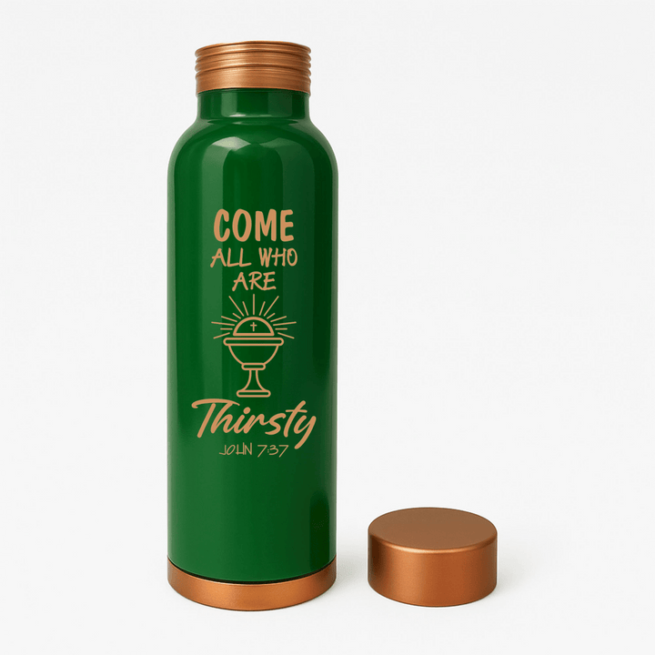 Custom Personalized Copper Water Bottle with John 7:37 and Name | Pure Copper | 33 Oz - Shepherds Shelf