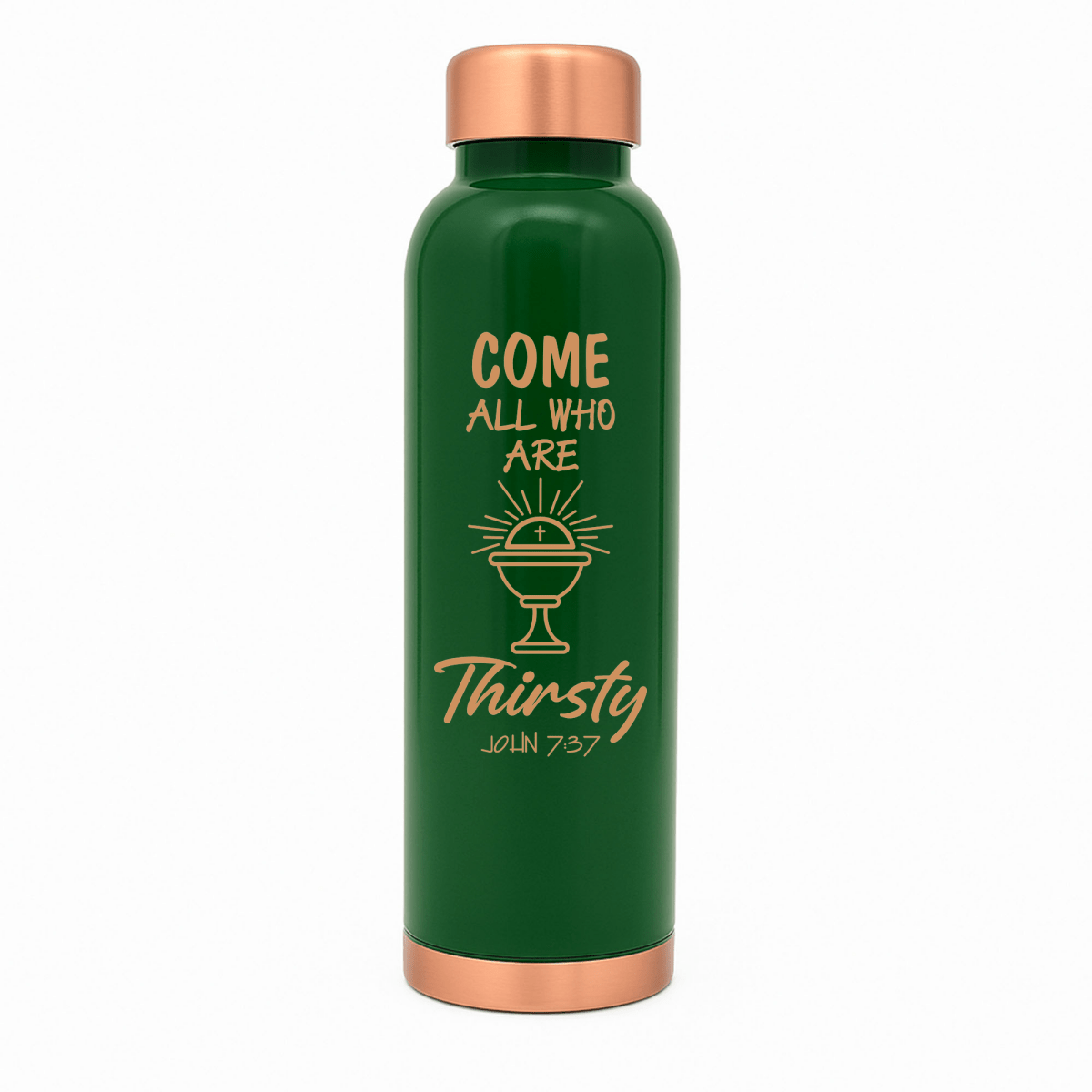 Custom Personalized Copper Water Bottle with John 7:37 and Name | Pure Copper | 33 Oz - Shepherds Shelf