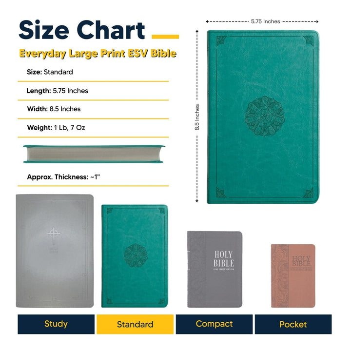 Custom Personalized ESV Bible | Large Print | Faux Leather Teal Cover | Shepherds Shelf - Shepherds Shelf