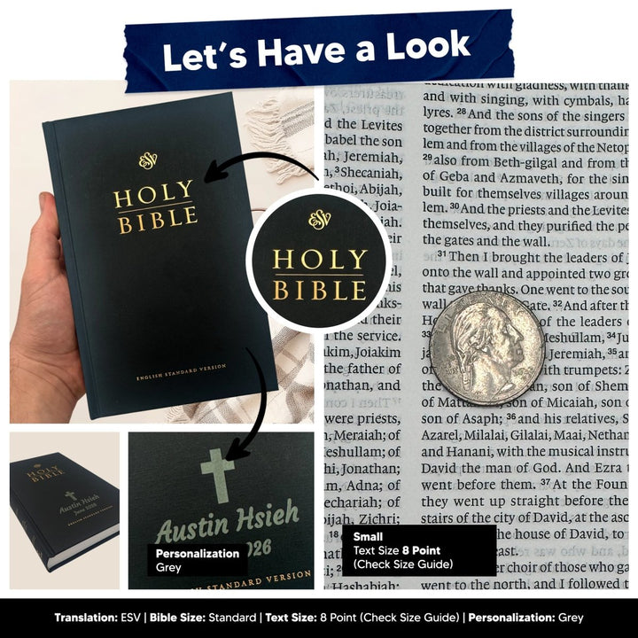 Custom Personalized ESV Church Bible Hardcover Small Print Black - Shepherds Shelf