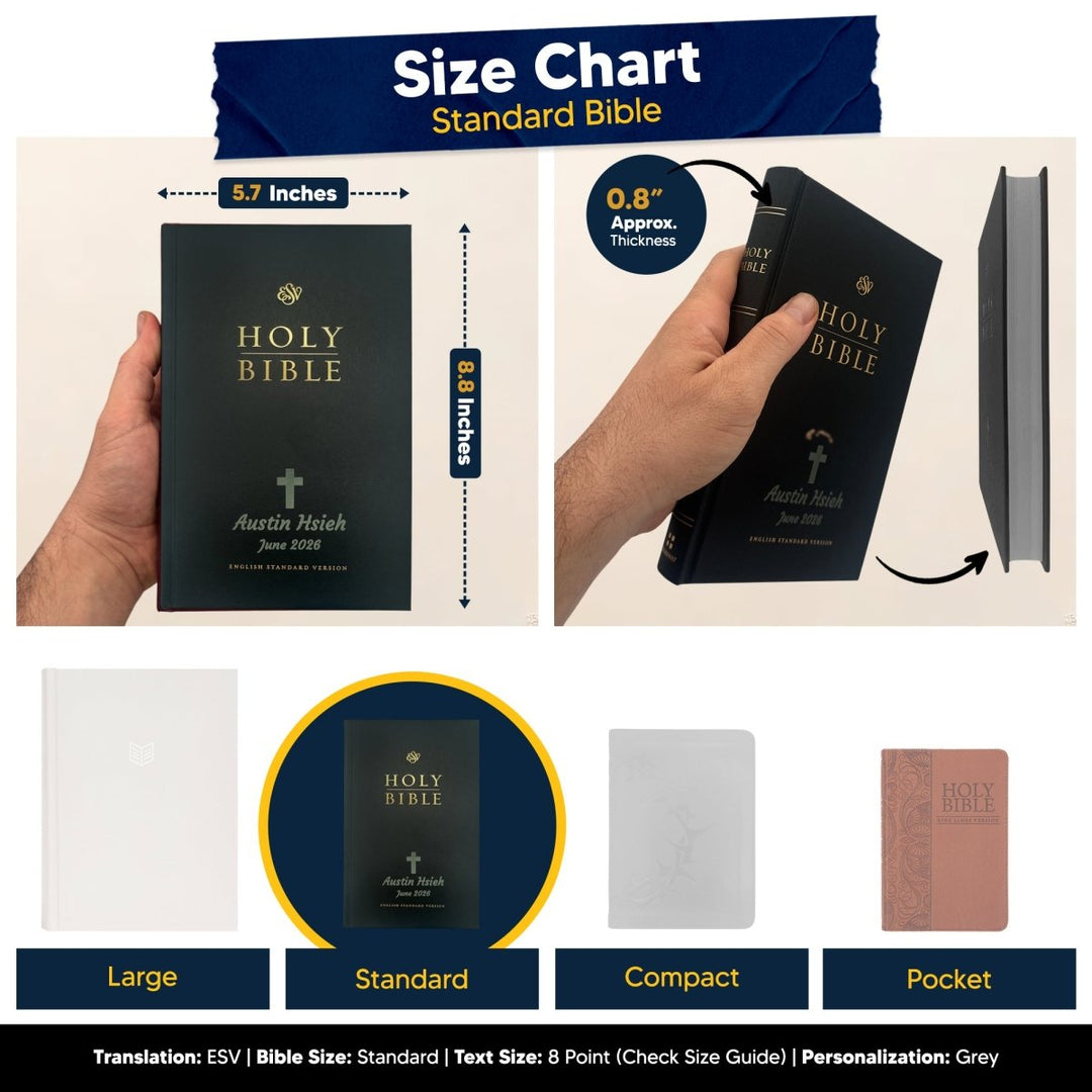 Custom Personalized ESV Church Bible Hardcover Small Print Black - Shepherds Shelf