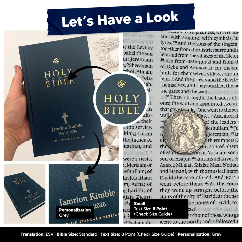 Custom Personalized ESV Church Bible Hardcover Small Print Blue - Shepherds Shelf