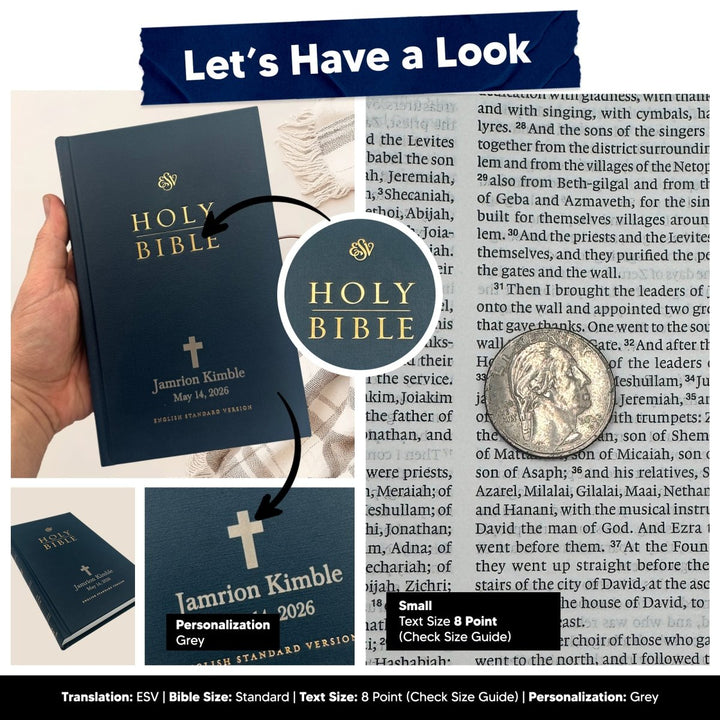 Custom Personalized ESV Church Bible Hardcover Small Print Blue - Shepherds Shelf