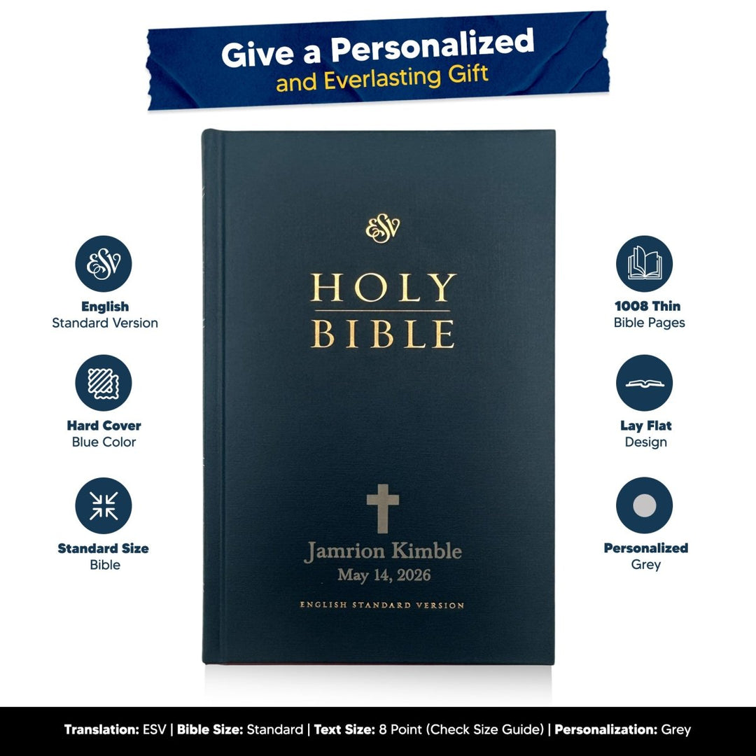 Custom Personalized ESV Church Bible Hardcover Small Print Blue - Shepherds Shelf