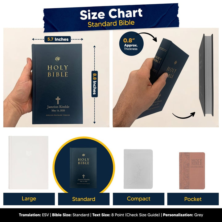 Custom Personalized ESV Church Bible Hardcover Small Print Blue - Shepherds Shelf
