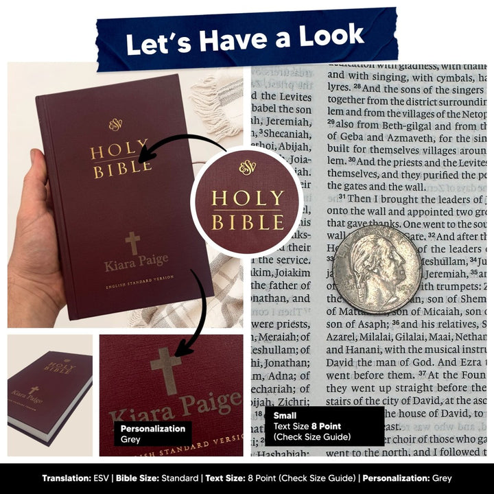 Custom Personalized ESV Church Bible Hardcover Small Print Burgundy - Shepherds Shelf