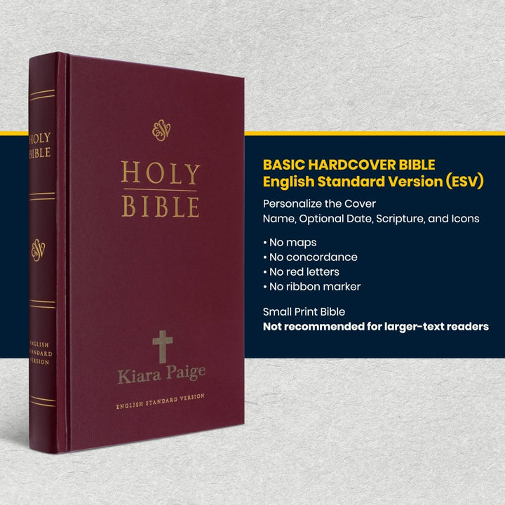 Custom Personalized ESV Church Bible Hardcover Small Print Burgundy - Shepherds Shelf