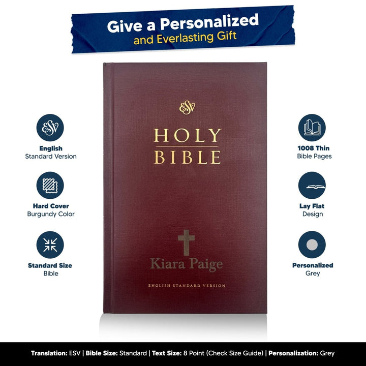 Custom Personalized ESV Church Bible Hardcover Small Print Burgundy - Shepherds Shelf