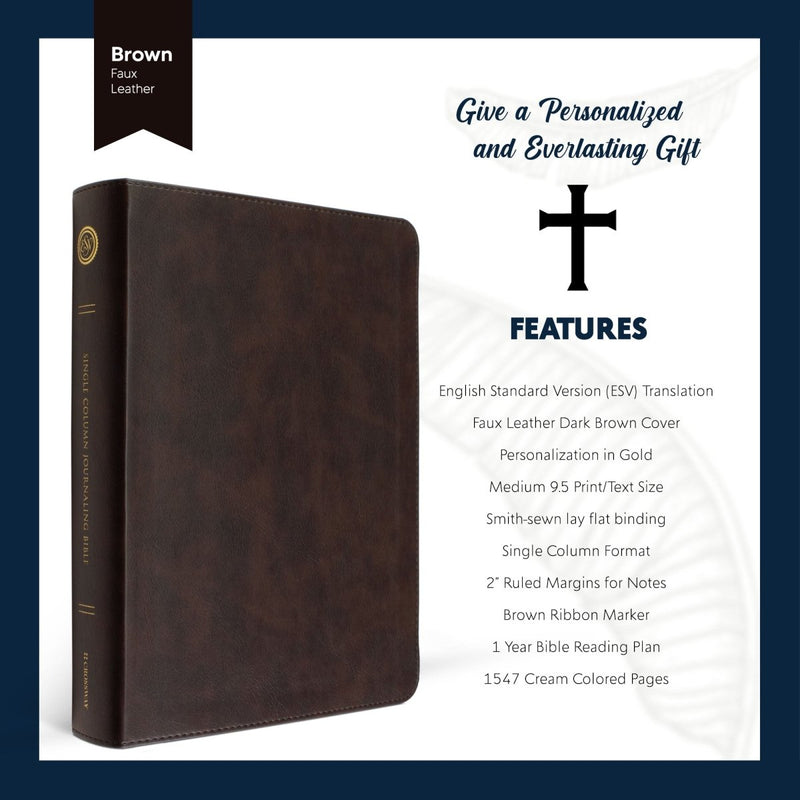 ESV Dark Brown Study Size Journaling Holy Bible Medium print