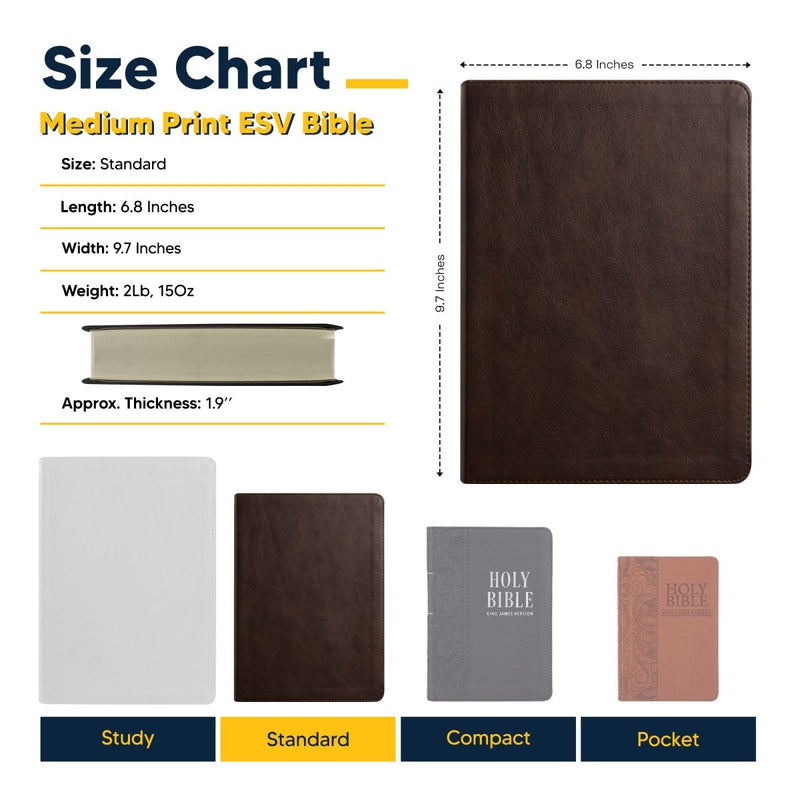 ESV Dark Brown Study Size Journaling Holy Bible Medium print