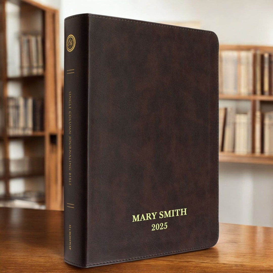 Custom Personalized ESV Journaling Bible | Dark Brown Faux Leather | Cream Colored Pages | Shepherds Shelf - Shepherds Shelf